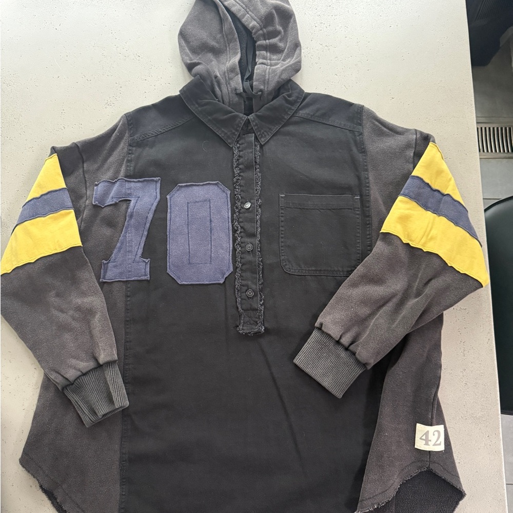 We The Free Hooded Oversized Shirt Jacket Black XS